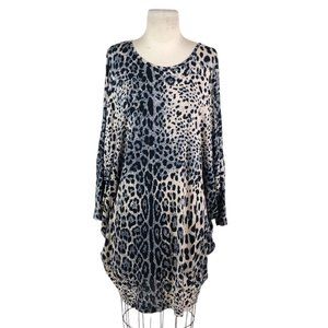 Meo Meli Dolman Sleeve Animal Print Tunic Top Made in Italy One Size Lagenlook